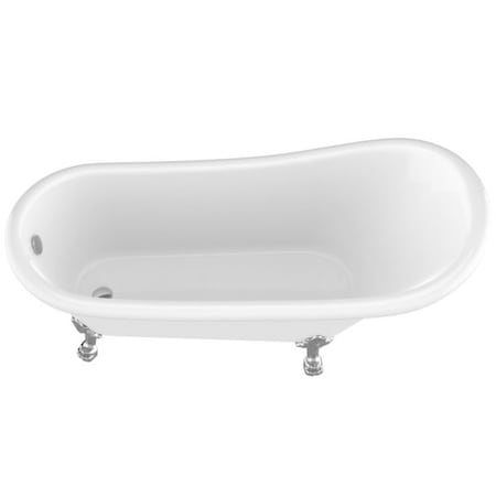 Anzzi Diamante 67.32 in Slipper-Style Acrylic Claw Foot Tub in White FT-CF131LXFT-CH